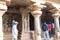 Tourists at Krishna Mandapam at Mahabalipuram in Tamil Nadu, India tourism