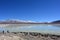 Tourists at a lake in Eduardo Alvaroa National Park, Bolivia