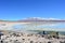 Tourists at a lake in Eduardo Alvaroa National Park, Bolivia