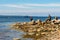 Tourists land on the island of Anzersky from the ship