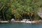 The tourists landed on the island. Los Haitises National Park