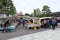 Tourists and local people walking at Jinya-mae Market with shop