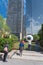 Tourists and local resident taking photo with Giant Eyeball in downtown Dallas, Texas