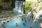 Tourists and locals bathe in the always hot thermal waters, Pozar, Greece