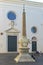 Tourists look at obelisk near Saint Mary above Minerva church