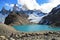 Tourists looking at Mt Fitz Roy and beautiful Lagoon