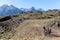 Tourists looking to the sunset in the mountains at Chilean Patagonia - Chile Chico, AysÃ©n, Chile