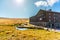 Tourists at Lucni Bouda on sunny autumn day in Giant Mountains, Krkonose National Park, Czech Republic