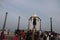 Tourists at Mahatma Gandhi Statue - Gandhi Mandapam - early morning view - Pondicherry travel - India tourism