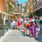 Tourists in the main street in Manarola