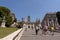 Tourists on Michelangelo stairs to Piazza del Campidoglio on the top of Capitoline Hill