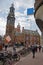 Tourists at Mint Tower on Muntplein Square in Amsterdam