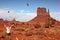 The tourists in Monument Valley and balloons