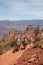 Tourists on mules on South Kaibab Trail in Grand Canyon.
