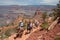 Tourists on mules on South Kaibab Trail in Grand Canyon.