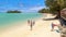 Tourists on Muri Beach, Rarotonga, Cook Islands