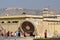 Tourists at the Nadivalya Yantra at Jantar Mantar Observatory in Jaipur, India