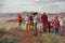 Tourists in the namibian landscape