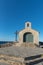 Tourists near chapel of Saint Vincent in sea of Collioure in south of France