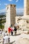 Tourists near Propylaea of the Athenian Acropolis