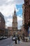 Tourists near St George Tron Church in Old City Glasgow