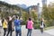 Tourists Neuschwanstein Castle. Neuschwanstein Castle, Bavaria, Germany. New Swanstone Castle in the South of Germany