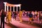 Tourists on night dancing party in Alushta city
