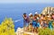 Tourists on the observation platform.