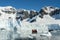 Tourists observing a glacier on the Antarctica, Paradise bay,