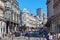 Tourists, Old and Modern Buildings in London Street on a Sunny Summer Day