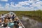 Tourists onboard airboat in the Everglades Safari Park, Miami, Florida