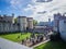 Tourists outside the main entrance (Byward Tower) of the Tower of London, a World Heritage Site. Oct