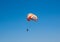 Tourists on a parachute above the beach in Malia. Crete, Greece