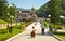 Tourists in the park of Slanic Moldova