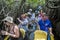 Tourists pass through a section of mangrove trees in Sri Lanka.