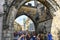 Tourists on the path of the Kings to the Prague Castle Complex from Lesser Tower in Prague Czechia