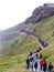 Tourists on path to Gullfoss waterfall viewpoint