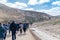 Tourists on pathway at Petra. Petra is one of the New Seven Wonders of the World