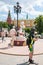 Tourists photographed with the talisman of FIFA world Cup 2018 wolf `Zabivaka` installed on Manezhnaya squareeet