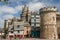 Tourists in picturesque medieval town