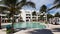 Tourists in the pool in the tourist village in mexico