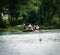 Tourists raft on the Dunajec river, south of Poland