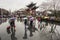 Tourists in the rainy days of Confucius Temple Scenic Spot