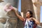 Tourists at Ramesseum temple in Luxor - Egypt