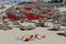 Tourists relaxing on Daitona beach, Marbella, Spain.