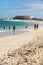 Tourists rest on Corralejo Beach on Fuerteventura