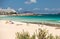 Tourists rest on Corralejo Beach on Fuerteventura,