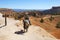 Tourists ride horses on horse trial at Bryce Canyon National Park in Utah