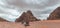 Tourists ride in open jeeps in the Wadi Rum desert Visitor near Aqaba city in Jordan