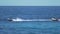 Tourists riding banana boat, enjoying summer vacation, water sport activities